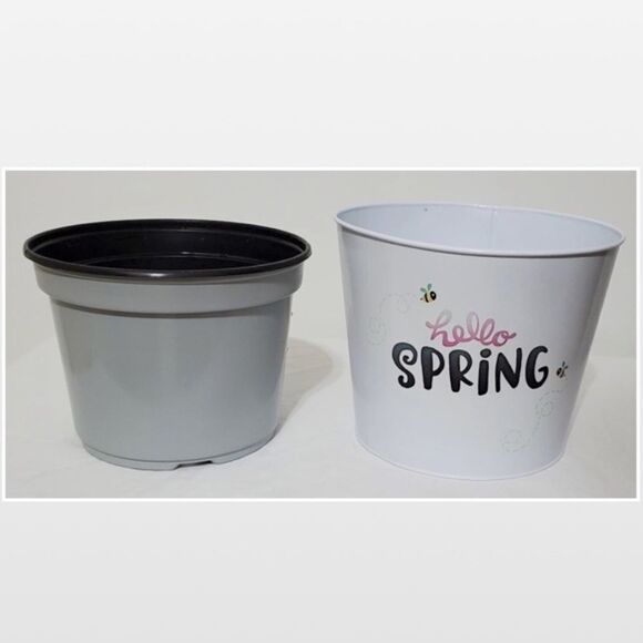Hello Spring Flower Pot White Bucket - Picture 4 of 11